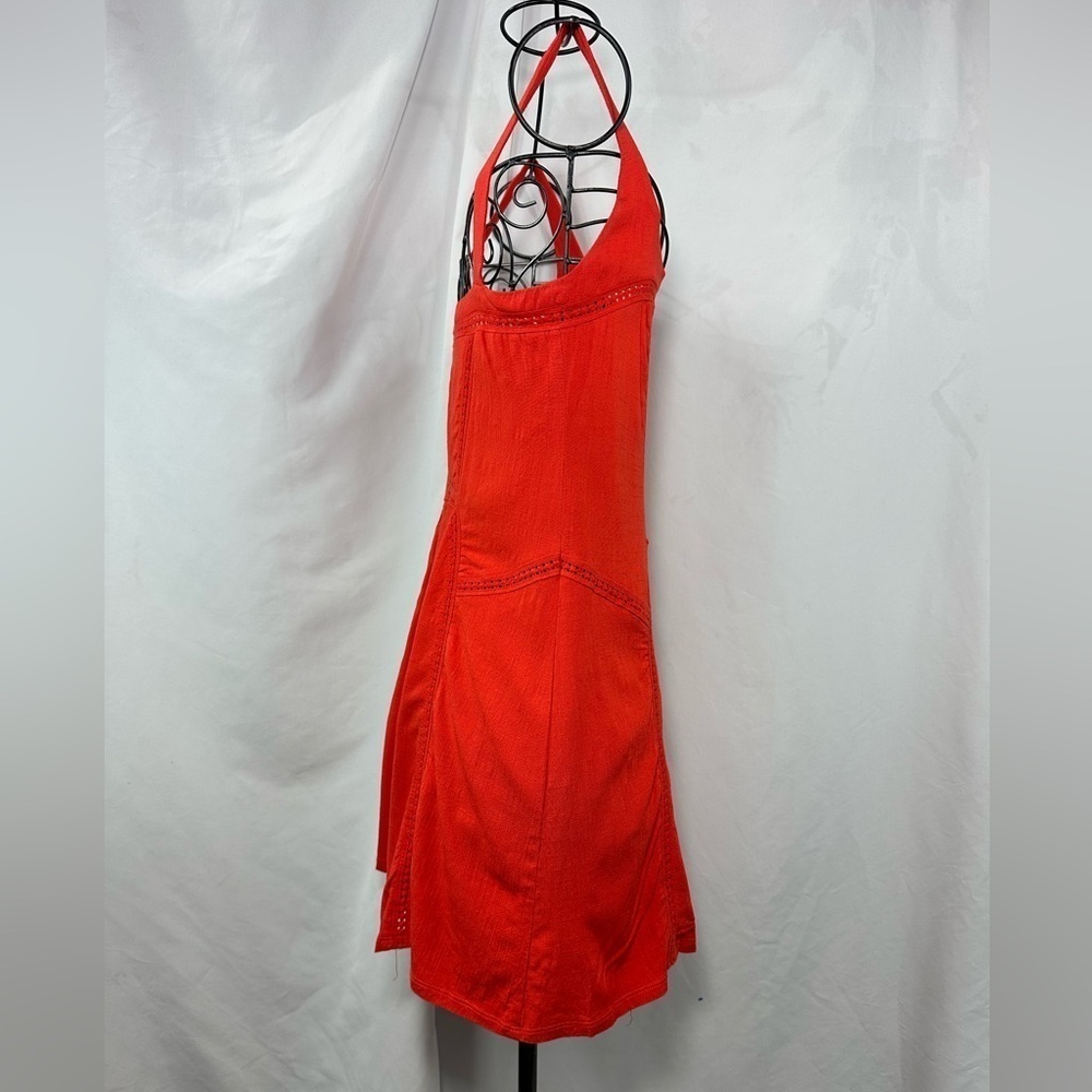 Free people red orange crochet detail mini dress size S - Picture 3 of 6